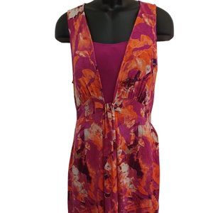 Liz Lange Size XL Maternity Maxi Dress Sleeveless Multicolor Floral Tie Back